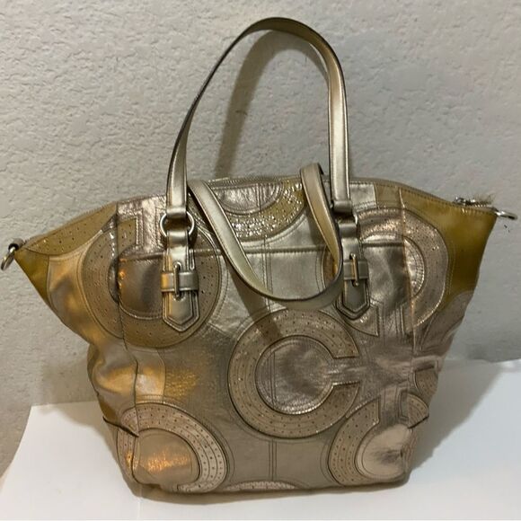 2011 Coach Chelsea Inlaid Perforated Leather Emerson Satchel Leather Rare - Picture 10 of 10